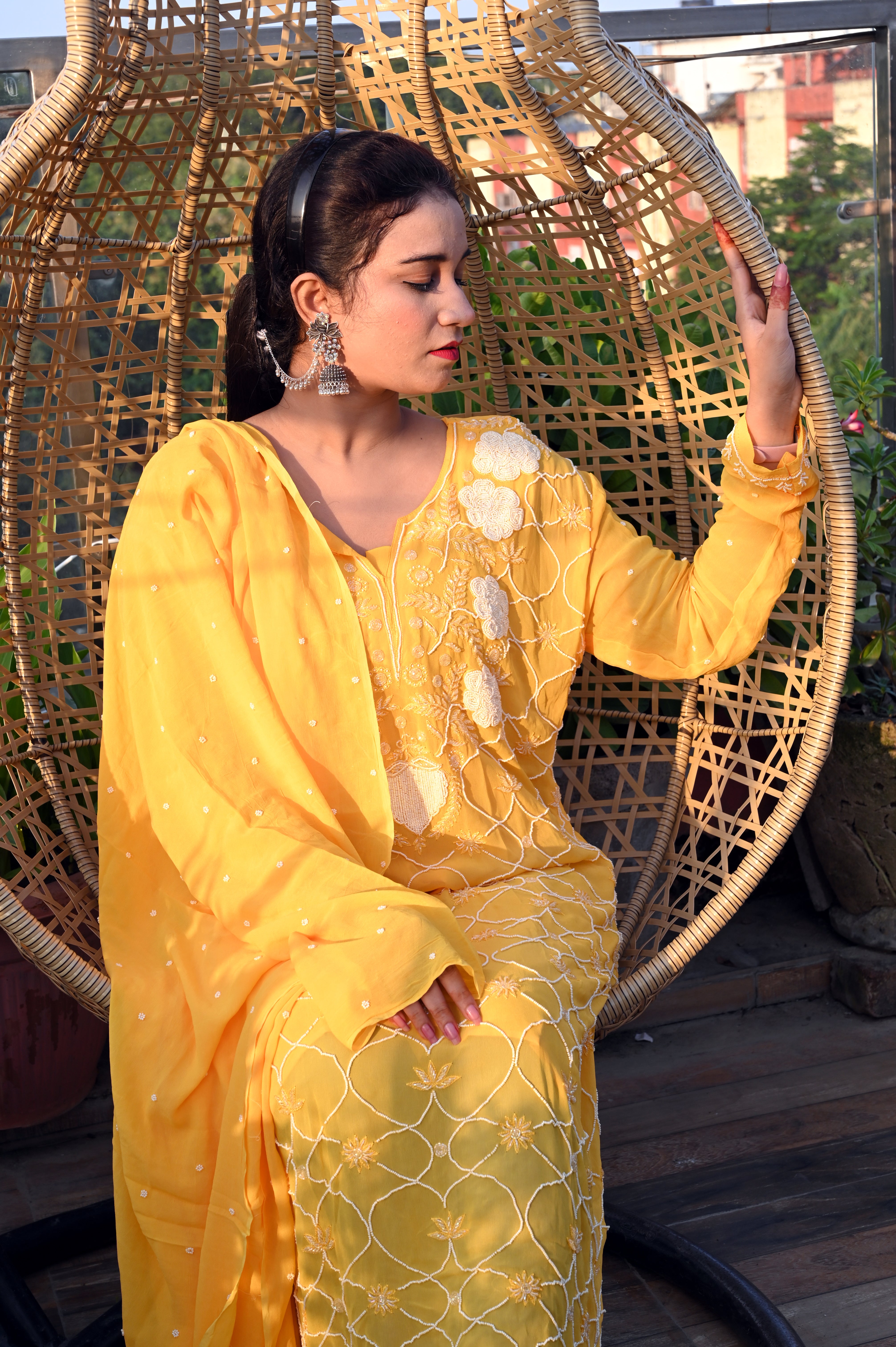 GEOREGETT FULL JAAL HAND EMBOIDERY WORK SUIT WITH DUPATTA