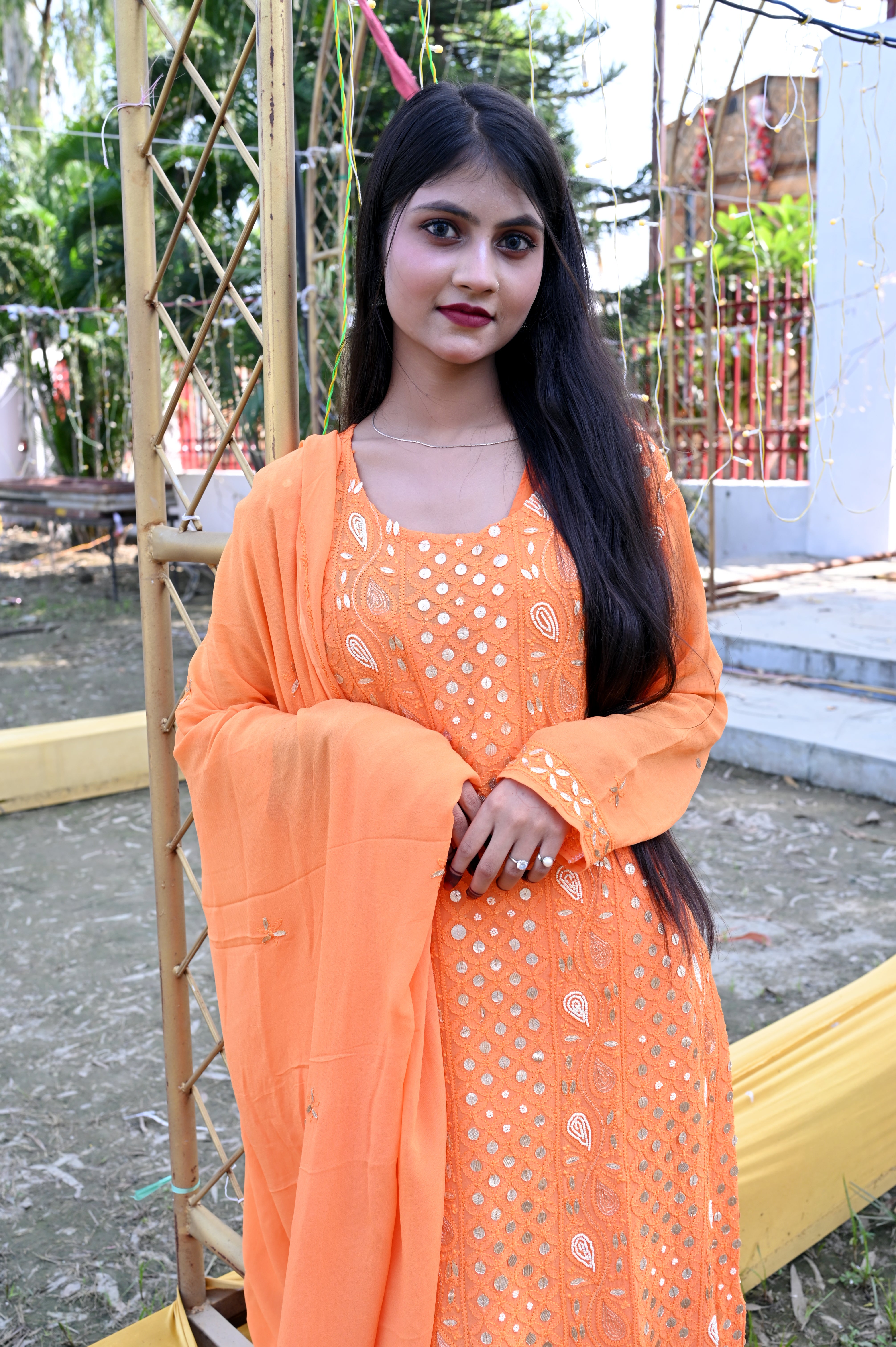 GEORGETT CHIKAN KARI (FULL JAAL)  WITH GOTTA PATTI AND PEARL WORK